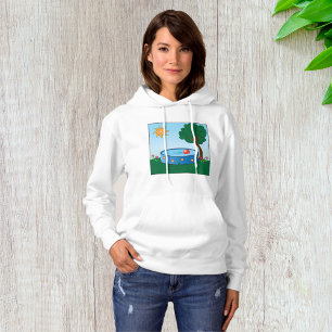 Kinder-Szene mit Pool im Hinterhof und Sonnenschat Hoodie