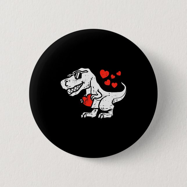 Kinder T-Rex Dino-Herzen Süße Kleinkind Valentinst Button (Vorderseite)