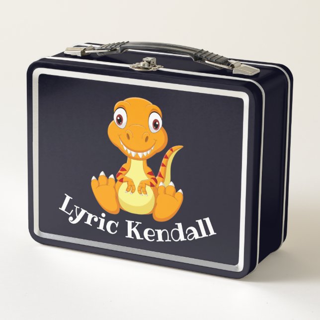 Kinder T-Rex Dinosaur Pink Lunchbox (Vorderseite)