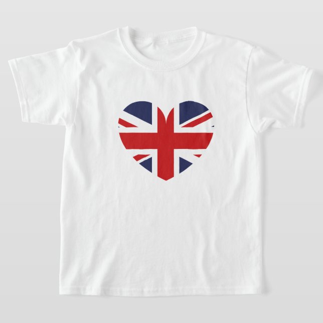 Kinder T - Shirt-Britische Flagge Herz T-Shirt (Ablage )