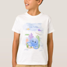 Kinder-T-Shirt Kleiner Blauer Oktopus