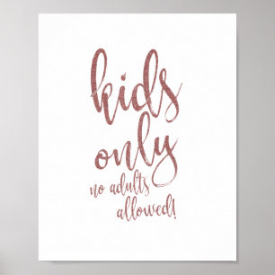 Kinder Table Rose Gold Glitzer 8x10 Hochzeitszeich Poster