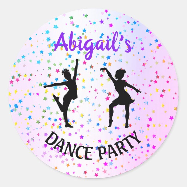 Kinder tanzen Farben und Sterne überall Runder Aufkleber (Vorderseite)