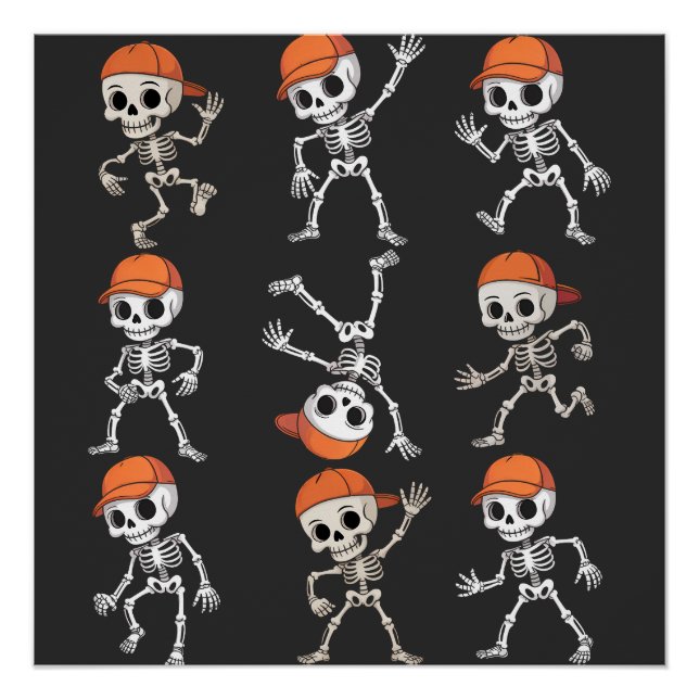 Kinder tanzen Skelett Halloween Poster (Vorderseite)