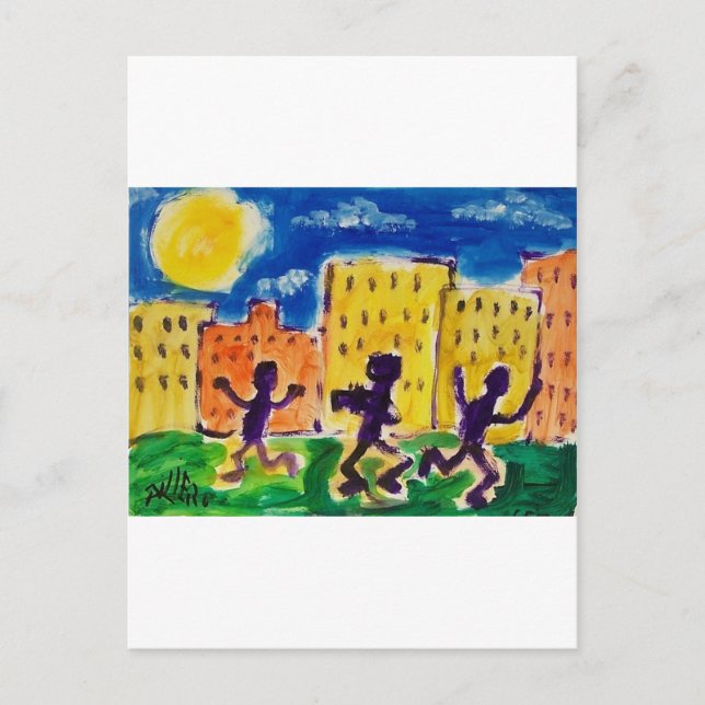 Kinder tanzen von Piliero Postkarte (Vorderseite)