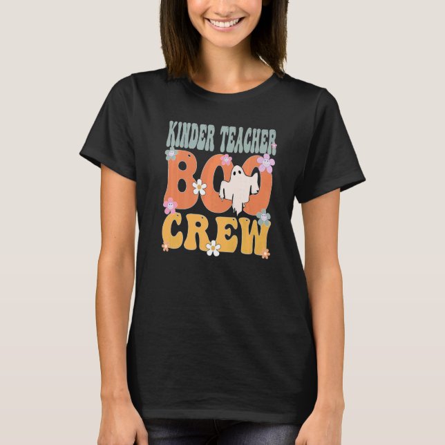 Kinder Teacher Boo Crew Ghost Groovy Halloween für T-Shirt (Vorderseite)