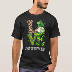 Kinder Teacher Liebe St Patricks Day Gnome Leopard T-Shirt