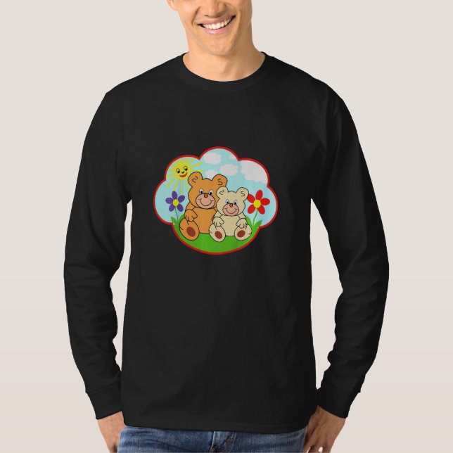 Kinder Teddybär im Sommer Sonnenwolken Blume 3 T-Shirt (Vorderseite)