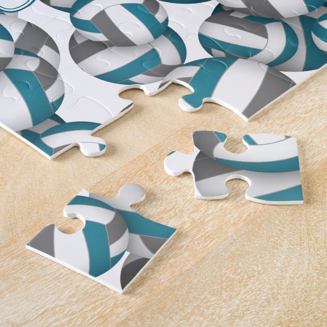 Kinder Teenager aquamarine, graue Volleyballfarben Puzzle (Seite)