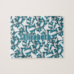 Kinder Teenager aquamarine, weiße Volleyballmannsc Puzzle