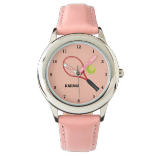 Kinder Tennis Sports Girl Player Rosa Name Armbanduhr