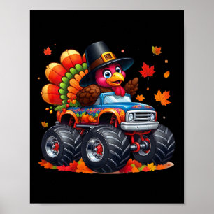 Kinder Thanksgiving Truthahn Monster Truck Jugend Poster