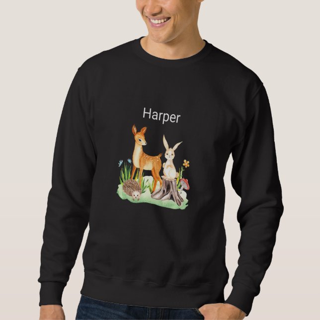 Kinder Tier Hirsch Kaninchen Igel Harper Premium Sweatshirt (Vorderseite)