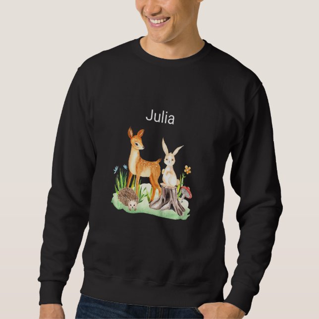 Kinder Tier Hirsch Kaninchen Igel Julia Sweatshirt (Vorderseite)