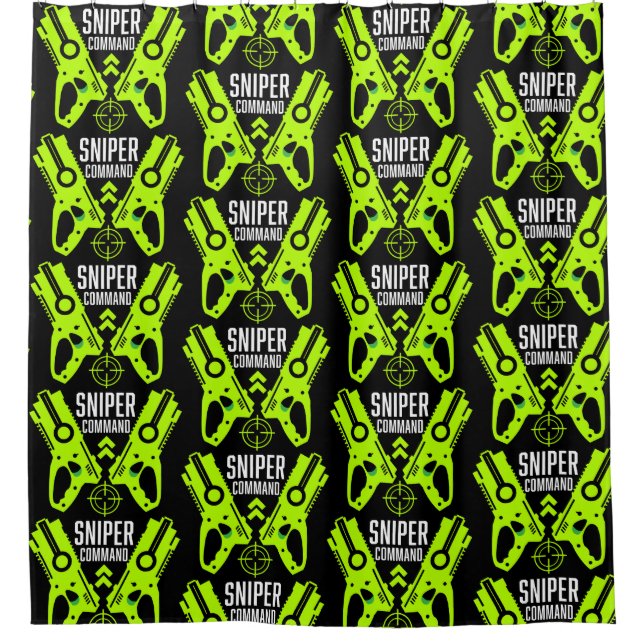 Kinder Toy Gun Battle Weihnachten Duschvorhang (Vorderseite)