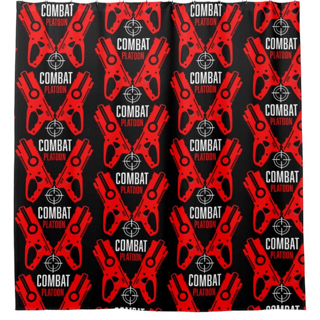 Kinder Toy Gun Battle Weihnachten Duschvorhang (Vorderseite)