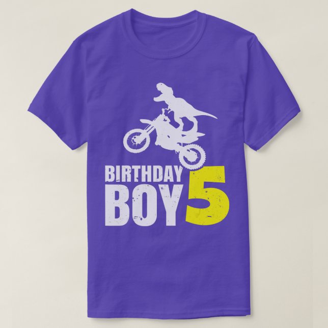 Kinder TRex 5th Birthday Boy 5 Year Old Dirt Bike  T-Shirt (Design vorne)
