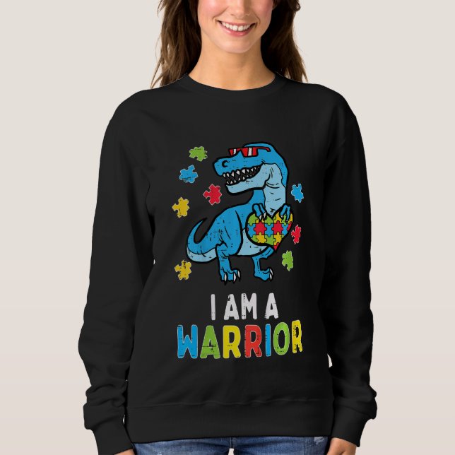 Kinder Trex Dino Ich bin ein Krieger Kindermädchen Sweatshirt (Vorderseite)