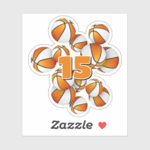 Kinder-Trikotnummer orange weiße Basketbälle Aufkleber