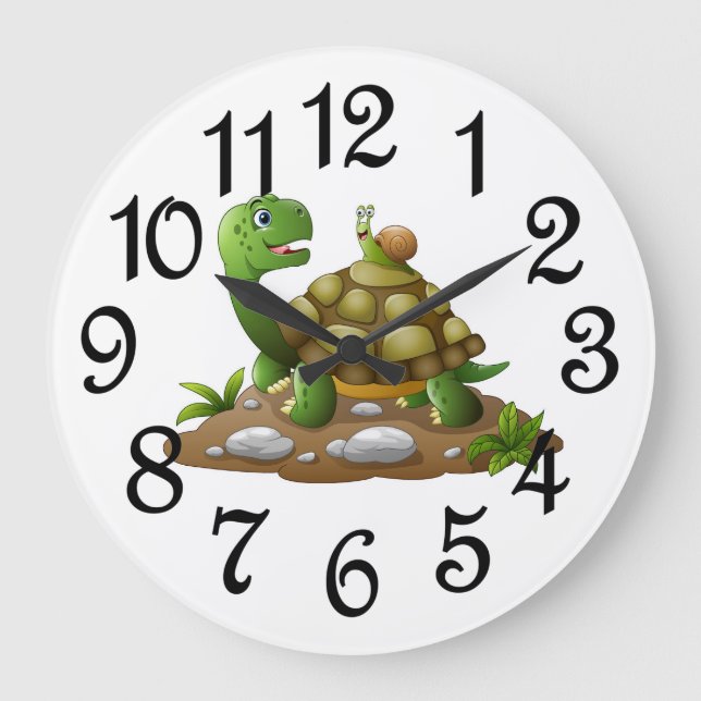 Kinder Turtle Acrylic Wall Clock Große Wanduhr (Vorderseite)