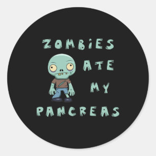Kinder Typ 1 Diabetes Halloween - Zombies Ate Panc Runder Aufkleber