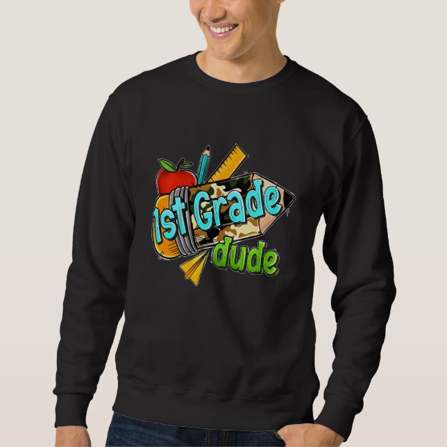 Kinder Typ der ersten Klasse zurück zur Schule Sweatshirt (Vorderseite)