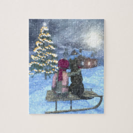 Kinder- und Hundebeobachtung für Santa Puzzle