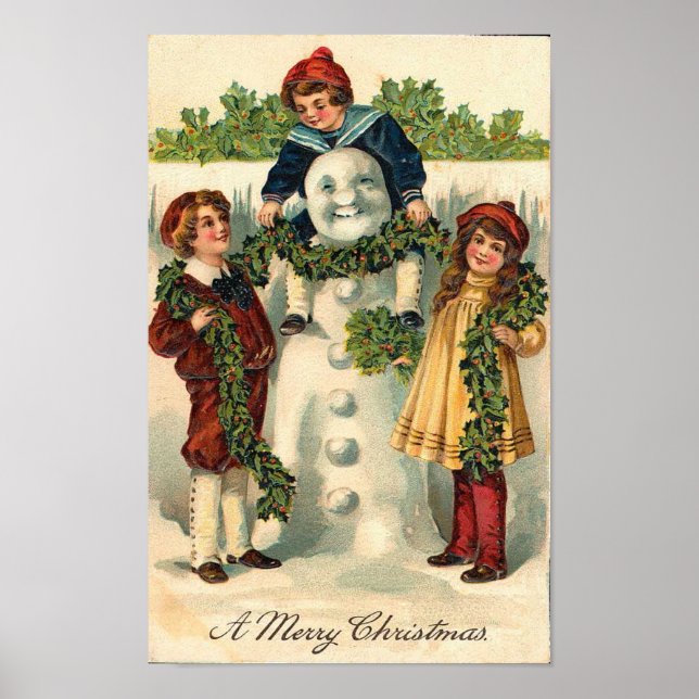 Kinder und Snowman Card Poster (Vorne)