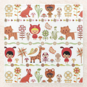 Kinder-und Tier-Muster Glasuntersetzer