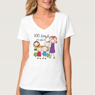 Kinder und weiblicher Lehrer 100 Tage T-Shirt