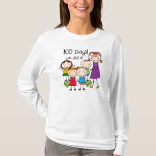 Kinder und weiblicher Lehrer 100 Tage T-Shirt
