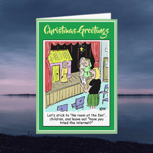 Kinder und Weihnachtsschüler Krippe spielen. Feiertagskarte