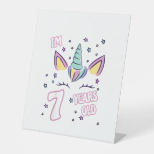 Kinder Unicorn 7. Geburtstag ich bin 7 Jahre alt M Sockelschild