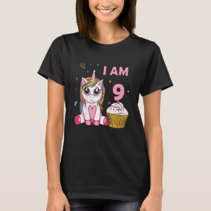 Kinder Unicorn Mädchen mythische Kreatur I Bin 9 J T-Shirt