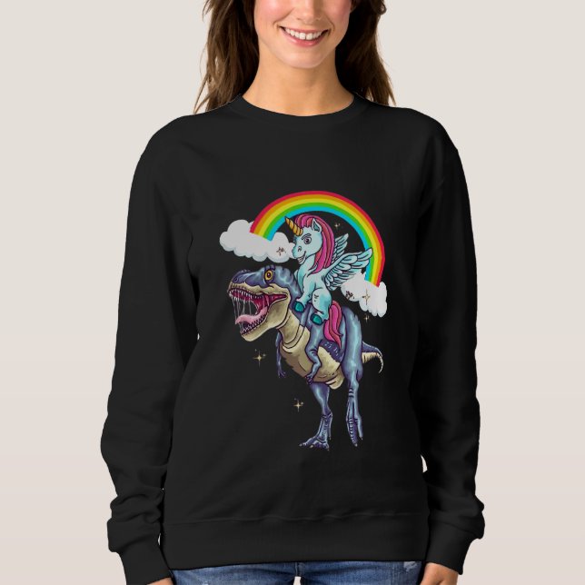 Kinder Unicorn Riding Dinosaurier Boys Mädchen Kin Sweatshirt (Vorderseite)