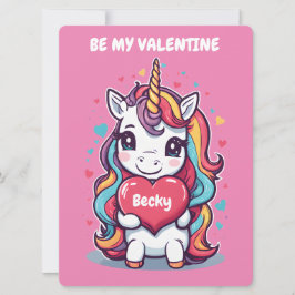 Kinder Unicorn Valentinstag Feiertagskarte