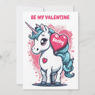 Kinder Unicorn Valentinstag Feiertagskarte