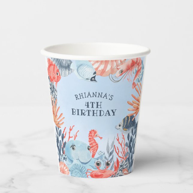 Kinder unter dem Meer Geburtstagsparty Pappbecher (Vorderseite)