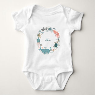Kinder unter dem Meer Personalisiere Name Wasserfa Baby Strampler