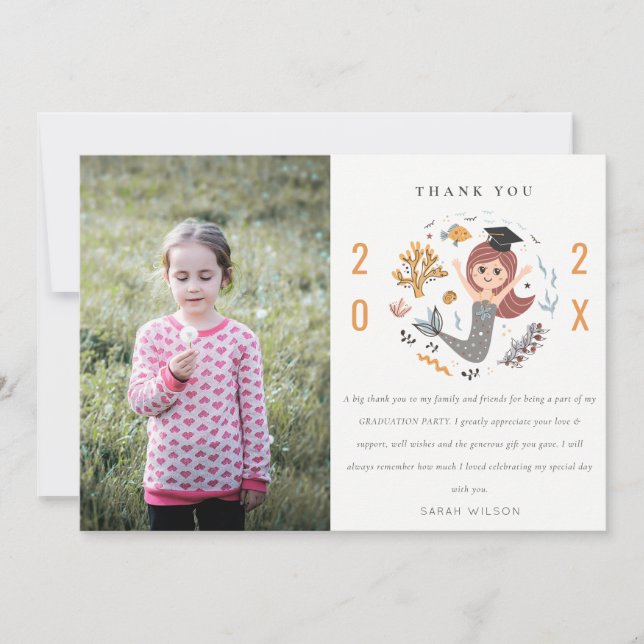 Kinder Unterwasser Meerjungfrau Foto Vorschule Abs Dankeskarte (Vorderseite)