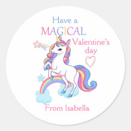 Kinder Valentinstag Einhorn Pink Magisch Runder Aufkleber