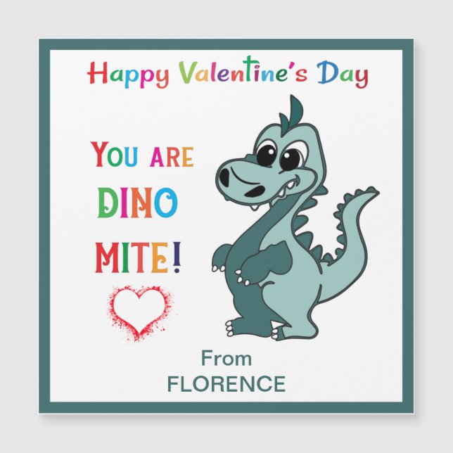 Kinder Valentinstag Klasse Dinosaurier - Dinoomit Magnetkarte (Vorderseite)