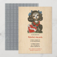 Kinder Valentinstag Urlaub Niedlicher Hund Retro E