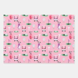 Kinder, Vater, Grampa Golfer Golfcart Sporty Geschenkpapier Set