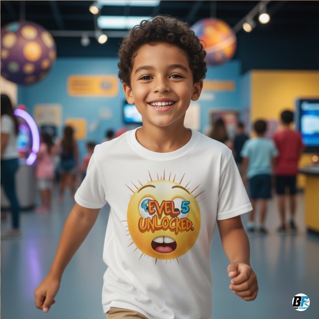 Kinder Video Gaming Stufe 5 Entsperrt T-Shirt (Von Creator hochgeladen)