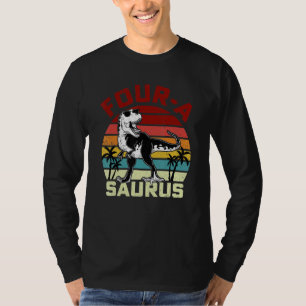 Kinder Vier Rex 4. Geburtstagskinder Dritter Dinos T-Shirt