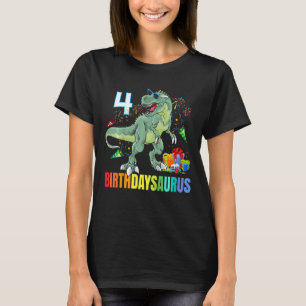 Kinder Vier Saurus Geburtstag Rex Dino 4. Dinosaur T-Shirt