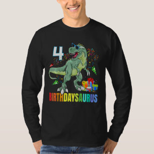 Kinder Vier Saurus Geburtstag Rex Dino 4. Dinosaur T-Shirt