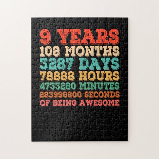 Kinder Vintag 9. Geburtstag 9 Jahre alt Puzzle (Vertikal)