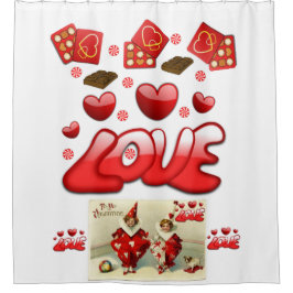 Kinder Vintage Valentine Duschvorhang